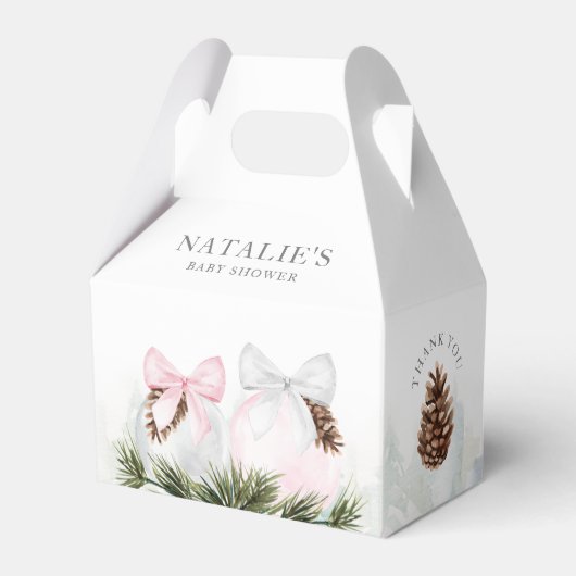 クリスマスガール赤ちゃんシャワーピンクのお願いボックス フェイバーボックス (正面サイド)