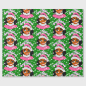 クリスマスガール，アフリカ系アメリカ人，ブラックガール，アフロ ラッピングペーパー (フラット)