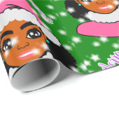 クリスマスガール，アフリカ系アメリカ人，ブラックガール，アフロ ラッピングペーパー (ロールコーナー)