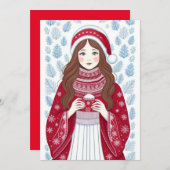 クリスマスガール フラット ホリデー カード (正面/裏面)
