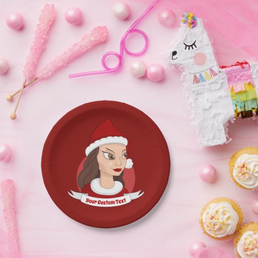 クリスマスガール/若い女性マンガ ペーパープレート (パーティー)