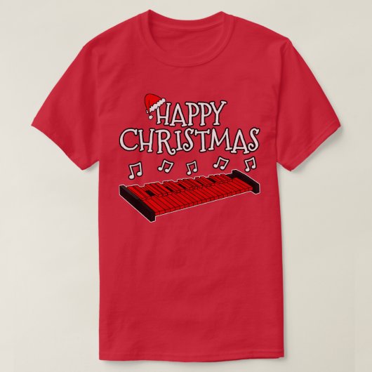 クリスマスキシロフォンキシロフォニスト音楽先生クリスマス Tシャツ (デザイン正面)