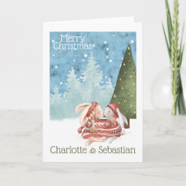 クリスマスキスうさぎ 冬のセーター カード