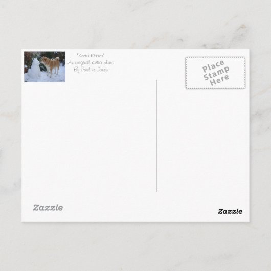 クリスマスキスをするの可愛い犬の雪だるま雪のシーン ポストカード (裏面)