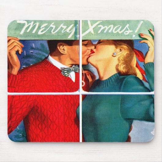 クリスマスキスをする マウスパッド (正面)