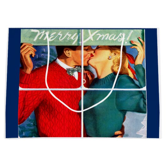クリスマスキスをする ラージペーパーバッグ (正面)