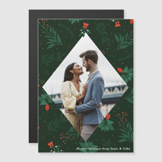 クリスマスキスミスタントカップル写真マグネットカード (正面/裏面)