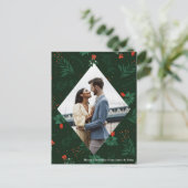 クリスマスキスミストレトーロマンチック写真ダイヤモンド ポストカード (スタンド正面)