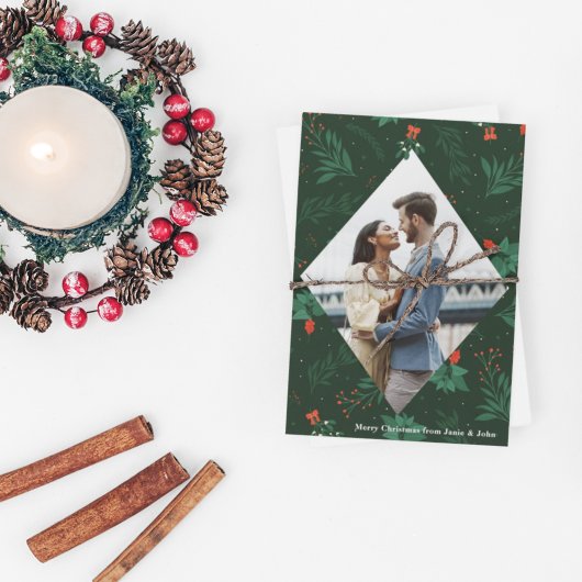 クリスマスキスミストレトーロマンチック写真ダイヤモンド ポストカード