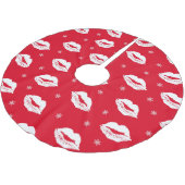 クリスマスキス赤パターン（の模様が）ある白 ブラッシュドポリエステルツリースカート (アングル)