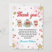 クリスマスキッズパーティー 冬のバースデーパーティー サンキューカード (正面)