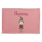 クリスマスキッズ名前をカスタムするピローケース 枕カバー (裏面)