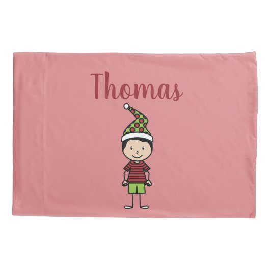 クリスマスキッズ名前をカスタムするピローケース 枕カバー (裏面)