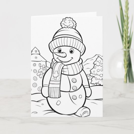 クリスマスキッズ着色雪だるま追加文字 シーズンカード (正面)