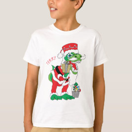 クリスマスキッズTシャツTySANTAsaurusレックス Tシャツ