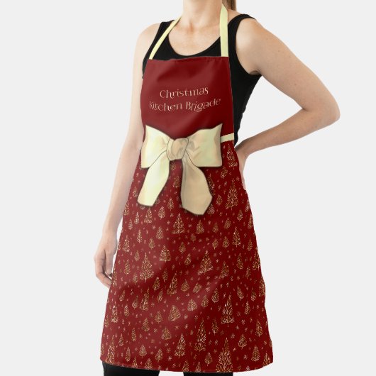 クリスマスキッチンの旅団は小さな松の木を弓 エプロン (インサイチュ)