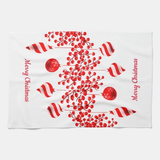 クリスマスキッチンタオルメリークリスマスオーナメント キッチンタオル (横)