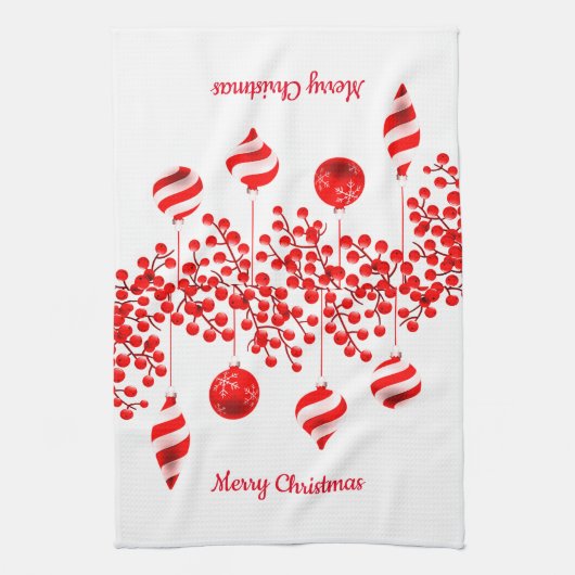 クリスマスキッチンタオルメリークリスマスオーナメント キッチンタオル (縦)