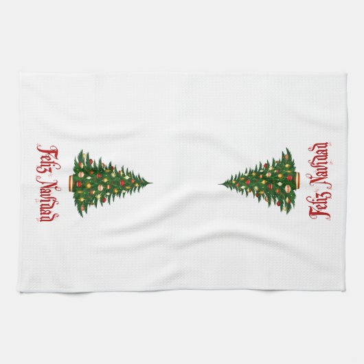 クリスマスキッチンタオルFeliz Navidadツリー キッチンタオル (横)