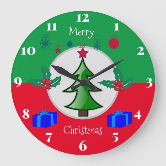 クリスマスキッチン時計 ラージ壁時計 (正面)