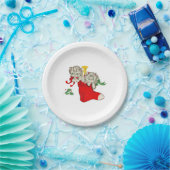 クリスマスキッテン レトロ ペーパープレート (パーティー)