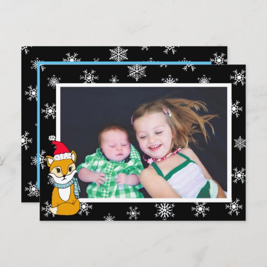 クリスマスキツネかわいいパーソナライズされたフォトカード ポストカード (正面/裏面)