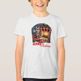 クリスマスキツネとストッキングとホリー トライブレンドTシャツ