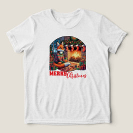 クリスマスキツネとストッキングとホリー トライブレンドTシャツ