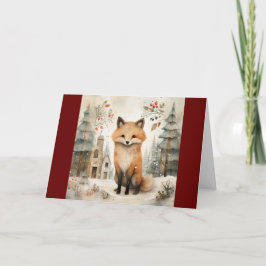 クリスマスキツネカード サンキューカード