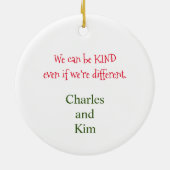 クリスマスキツネバニーラビットボタニカルレッドベリー セラミックオーナメント (裏面)