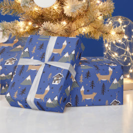 クリスマスキツネパターン包装紙 ラッピングペーパー