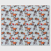 クリスマスキツネラッピング紙 ラッピングペーパー (フラット)