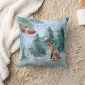 クリスマスキツネレッドベリーランドスケープウォーター色 クッション (ブランケット)