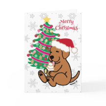 クリスマスキツネレッドラブラドールアイスクリーム舐め