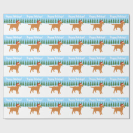 クリスマスキツネレッドラブラドールサンタハット ラッピングペーパー
