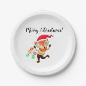クリスマスキツネ紙パーティープレート ペーパープレート (正面)