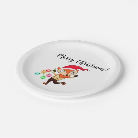クリスマスキツネ紙パーティープレート ペーパープレート (アングル)