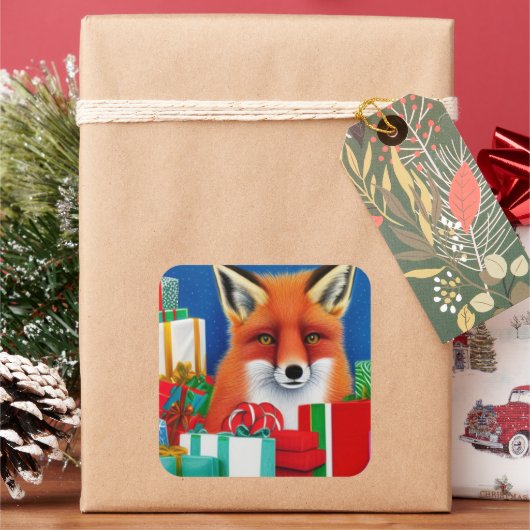 クリスマスキツネ スクエアシール (クリスマス)