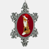 クリスマスキツネ スノーフレークピューターオーナメント (左)