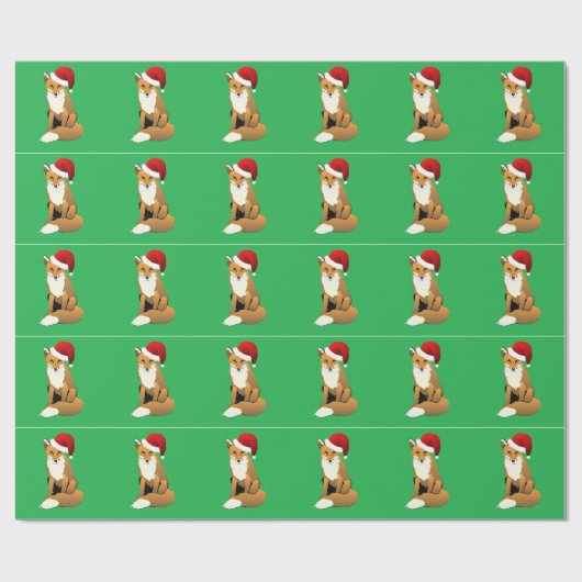 クリスマスキツネ ラッピングペーパー (フラット)