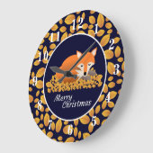 クリスマスキツネ ラージ壁時計 (傾斜)