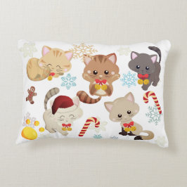 クリスマスキティと雪の結晶パターンホリデー アクセントクッション