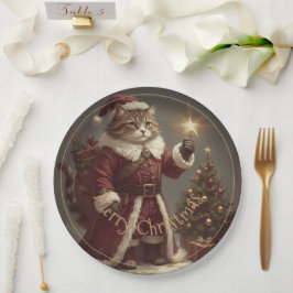 クリスマスキティーキャットホリデーデザイン ペーパープレート