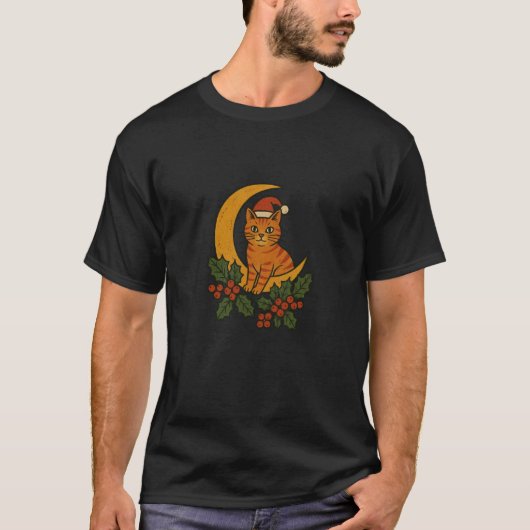 クリスマスキティ猫サンタ帽子子猫 Tシャツ (正面)