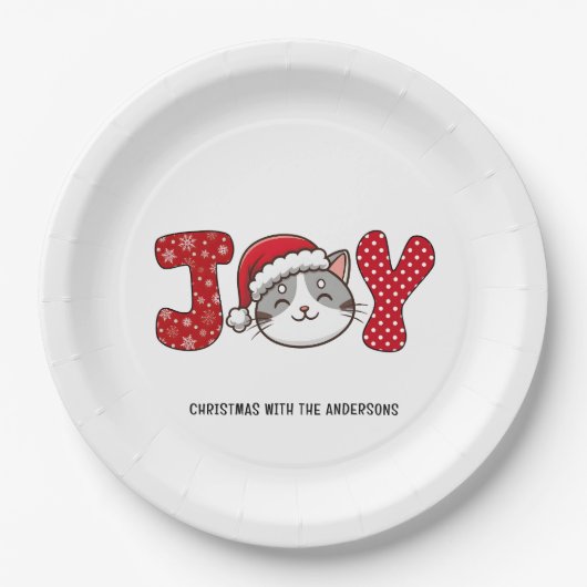 クリスマスキティ猫「JOY」カスタム ペーパープレート (正面)