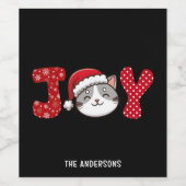 クリスマスキティ猫「JOY」カスタム ワインラベル (シングルラベル)