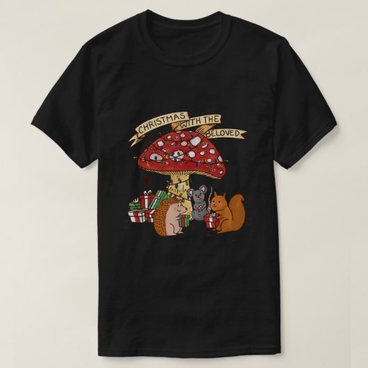 クリスマスキノコクリスマス照明クリスマスとザ Tシャツ (デザイン正面)