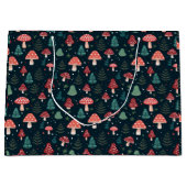 クリスマスキノコパターン ホリデー ラージペーパーバッグ (正面)