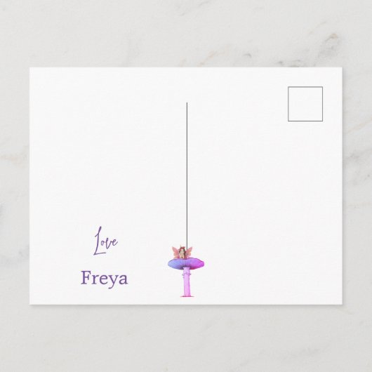 クリスマスキノコファンタジー妖精スターパープル ポストカード (裏面)