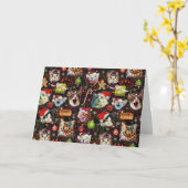 クリスマスキャッツイン宇宙銀河系スターズおもしろいホリデー カード (黄色い花)